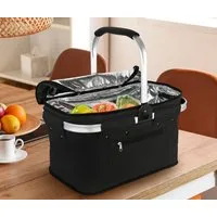 Ebaxx Einkaufskorb Alu Thermo Korb Klapp Kühltasche faltbar Picknick Camping Grau Blau