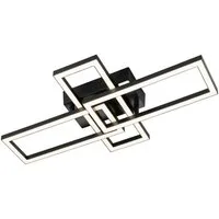 casa NOVA LED Deckenleuchte JANKO, 1-flammig, Schwarz, Kunststoff, LED fest integriert, Extra-Warmweiß, B 63,5 x H 9 x T 34,3 cm