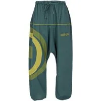 Guru-Shop Relaxhose Goa Pluderhose, unisex Aladinhose - olive Festival, Hippie, Ethno Style, alternative Bekleidung