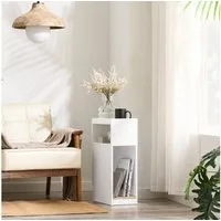 SoBuy Nachttisch FBT171, Beistelltisch klein, Nachttisch schmal, Nachtschrank Nischen, mit Schublade für Schlafzimmer Nischen, ideal für kleine Räume, Holz