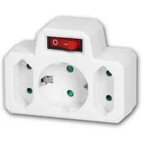 world-trading-net Steckdose Steckdosen-Adapter Schutzkontakt 2+1 mit Schalter