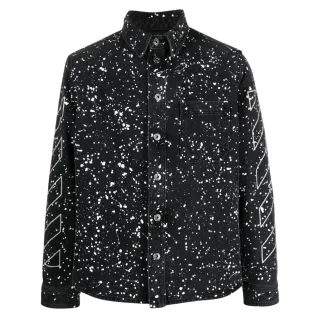 Off-White Diag Outline Design Jeanshemd Schwarz