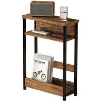 GarveeMore Beistelltisch Schmaler Seitentisch 3-Ebene schlanker Endtisch mit Lageregal