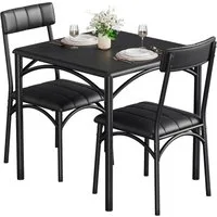 GarveeMore Essgruppe Ktichen Tisch mit 2 Stühlen für Küche & Esszimmer, Kompaktes Esszimmer-Set für kleine Räume(mit 2 Weiches Kissen Stühlen)