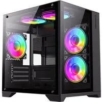 GAMEMAX Gaming-Gehäuse Infinity Mini BK, Mini-Tower, USB/Audio, 1x USB3.0, 2x USB2.0, Micro-ATX, schwarz, 5 Lüfter vormontiert