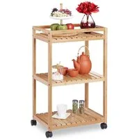 relaxdays Servierwagen Bambus mit 3 Etage
