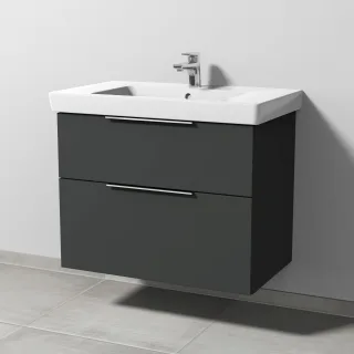 Sanipa 3way Waschtischunterbau zu Villeroy & Boch Subway 2.0 Waschtisch mit 2 Auszügen, Graphit-Matt UP6141B