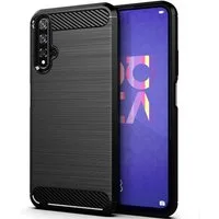 betterfon Handyhülle Carbon Hülle für Huawei Nova 5T Backcover TPU Silikon Bumper Schwarz, Carbon-Look – stoßfestes Case mit Air-Cushion & Metall-Optik
