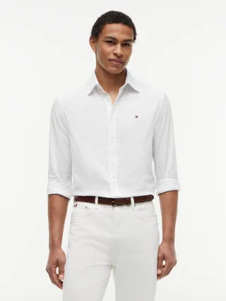 FLEX POPLIN MINI PRINT SHIRT White - Gr. - L
