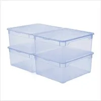 ROTHO Stapelbox Clear Box 18L Aufbewahrungsbox transparent stapelbar mit Deckel (4er-Set, 4 St., Stapelboxset)