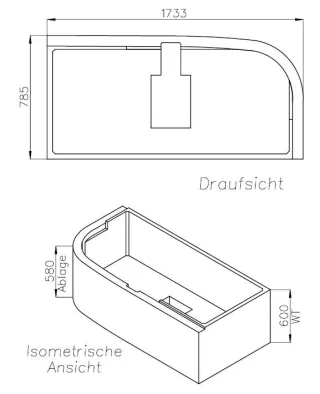 Neuesbad Wannenträger für Hoesch iSensi Vorwand rechts 170x75 SW 16402A