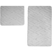 Almina Badematte Elegance WC-Set mit Diamant-Jaquard-Struktur - 2-tlg Badematten-Set, rutschhemmend beschichtet, 100% Polyester, Rechteckig, Badteppich: 100 x 60 cm, WC-Vorleger: 60 x 50 cm