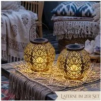 Northpoint LED Laterne LED-Solar-Laterne Marrakesh Metall Warmweiß RGB IP44 2er-Set