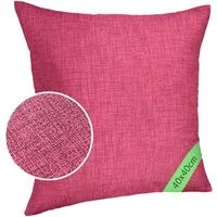 ANRO Dekokissen MrJack Kissenbezug Leinenoptik Deko Kissen Uni, Sofakissen 40x40cm ohne Füllung Fuchsia