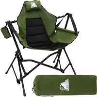 ECD Germany Campingstuhl Klappstuhl mit Stahlgestell Getränkehalter Nackenkissen & Tasche, Angelstuhl faltbar Faltstuhl mit Verstellbare Rückenlehne bis 150 kg