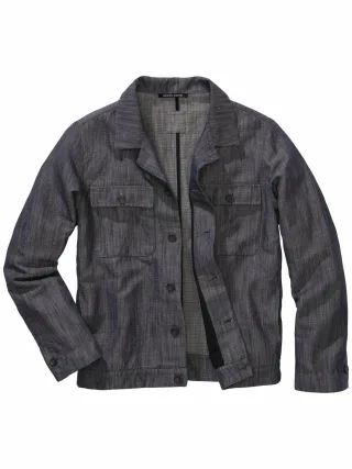 hannes roether Herren Jacke cru32do Blau 51 % Baumwolle, 49 % Leinen