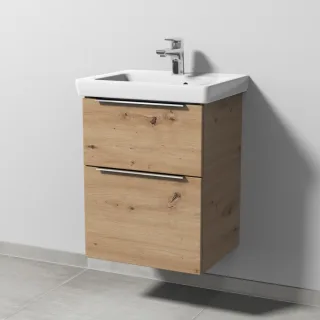Sanipa 3way Waschtischunterbau zu Villeroy & Boch Subway 2.0 Waschtisch mit 2 Auszügen, Eiche Natura UM61085