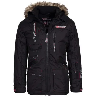 Geographical Norway Herren Winterjacke – Modell: Avoriaz – Outdoor Kapuzenjacke in Schwarz