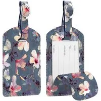 Fintie Gepäckanhänger Kofferanhänger aus Kunstleder, Gepäckanhänger ID Etikett (2 Stück) mit Adressschild Namenschild für Reisetasche Koffer