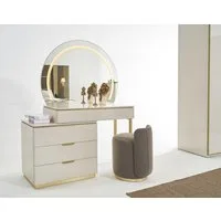 JVmoebel Schminktisch Moderne Konsole mit Spiegel und Hocker in elegantem Design (3-St., Schminktisch/Spiegel/Hocker), Made in Europa