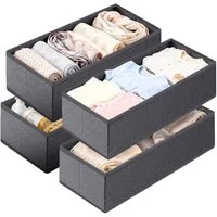 Sekey Aufbewahrungsbox Aufbewahrungsbox Set aus Vliesstoff – faltbarer, 4 St Schubladen Organizer für Schrank und Kleiderschrank 19×40×11 cm
