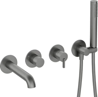 Neuesbad Serie 600 4-Loch Wannenarmatur Unterputz ,Oberfläche: Titanium NB1BQS_D18P1