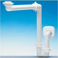 SO-TECH® Siphon Raumsparsiphon 32 - 40 mm Ablaufgarnitur f. Küche und Bad, Raumspar-Siphon weiß