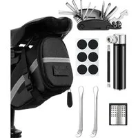 AFKSMILE Fahrrad-Reparaturset Fahrrad Reparaturset mit Satteltasche, 16-in-1 Fahrrad Multitool, 120 PSI Mini-Luftpumpe, Fahrrad Werkzeugset unterwegs