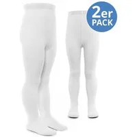 LaLoona Strumpfhose Weiß (Set 2er-Pack) 2er Pack Baby Strumpfhose 2x elastische Babystrumpfhosen Gr. 50/56