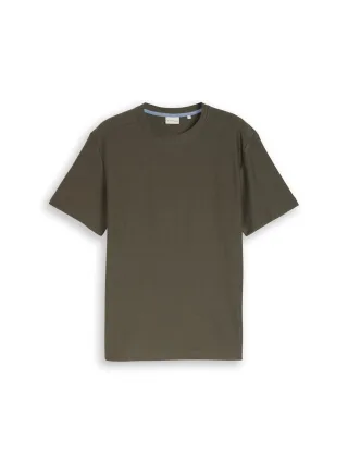 Tom Tailor - T-Shirt mit Ottoman-Struktur deep leaf green - Gr. - XL