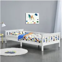 en.casa Kinderbett, »Nuuk« mit Stauraum 90x200 cm Kiefernholz Weiß