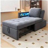 Flieks Daybett, Polsterbett Schlafsofa mit verstellbarer Rückenlehne LED USB/Typ-C
