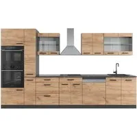 Vicco Küchenzeile R-Line, Goldkraft Eiche/Anthrazit, Ohne Arbeitsplatten
