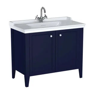 VitrA Valarte Set 100 cm Möbelwaschtisch + Waschtischunterschrank 2 Türen Stahlblau (Lack),65767 65767
