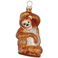 Holly & Jolly Christbaumschmuck, Christbaumschmuck Glas 8cm Affe Figur Hellbraun
