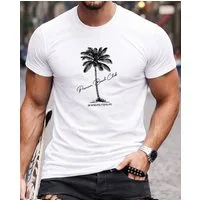 RMK T-Shirt Herren Shirt Basic Rundhals Palme Urlaub aus 100% Baumwolle