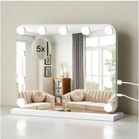 JDONG Schminkspiegel mit Beleuchtung Hollywood Spiegel - 50*40/58*43CM (Kosmetikspiegel mit 11/14 LED-Glühbirnen, mit Ladeanschlüssen, 3 Farbtemperatur Licht Hollywood Spiegel mit Beleuchtung), Touch-Steuerung für Schlafzimmer Ankleidezimmer