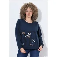 Ulla Popken Sweatshirt Sweatshirt Blumen-Stickerei Rundhals