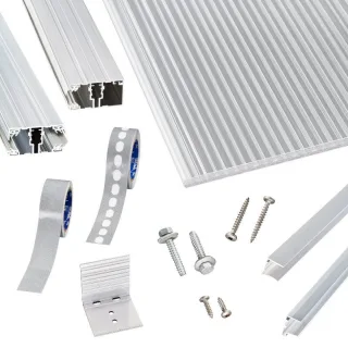 Polycarbonat Stegplatten | Terrassendach-Set | hochwertigem Alu Verlegeprofil | 16 mm | X16 5-Fach | glasklar