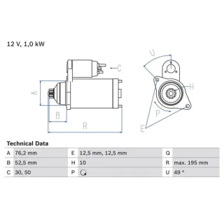 Bosch Anlasser 1,0 kW Audi Seat Skoda VW 0986020220 1,6