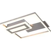 Reality Leuchten LED Deckenleuchte, LED fest integriert, Warmweiß, Wandleuchte ultraflach für Jugendzimmer, Metall Silber, Breite 33cm