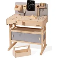 howa Spielwerkbank, Kinderwerkbank aus Holz mit Werkzeugkiste und 32 tlg. Werkzeugset