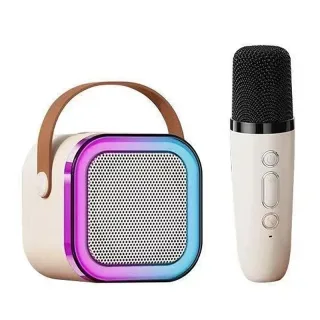 K12 Mini bluetooth Speaker Karaoke Speaker with Microphone Deep Bass 4-core DSP Noise Cancelling RGB Lighting Support US