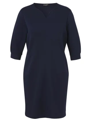 VIA APPIA DUE - Kleid V-Ausschnitt 3/4 Arm Taschen indigo - Gr. - 48