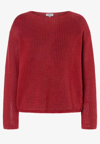 MORE & MORE - Ajour-Pullover rot - Gr. - 44