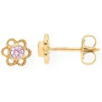 JuwelmaLux Paar Ohrstecker JuwelmaLux Kinder Ohrstecker 585/000 (14 Karat) Gold Blume mit Zirkoni (kein Set, 2-tlg., inkl. edelm Schmucketui)
