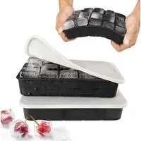 kowdom Eiswürfelform Eiswürfelform Silikon mit Deckel 2er Set 30 Würfel 3cm BPA-frei, (Set), 2er Set, BPA-frei, flexibel, geruchsneutral, lebensmittelecht