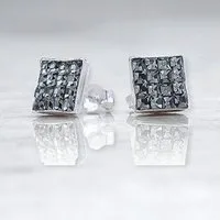 Karisma Paar Ohrstecker Ohrstecker Silber 925 Mit Kristall Elements - Unisex Black Diamond 8mm