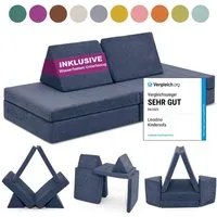 Linodino Kindersofa Spielsofa I aus Schaumstoff Bausteine I Spielcouch für Kinder, Wasserfeste Unterbezüge, Waschbare Chenille Bezüge 30°