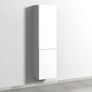 Sanipa 3way Stauraumschrank mit 1 Tür und 1 Wäschekorbklappe, Weiß-Soft BR18543